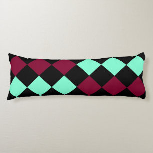 Aquamarine Burgundy Chequered Diamond Pattern Body Cushion