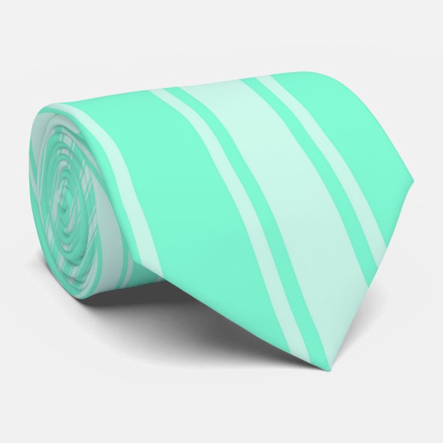 Aquamarine Colour Stripe Funky Pattern Tie (Rolled)