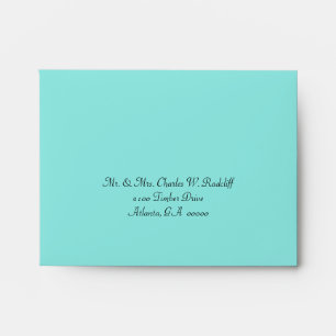 Aquamarine & Coral Wedding RSVP Envelope
