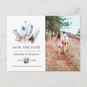 Aquamarine Crystal Wedding Save the Date Postcard