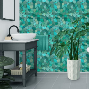 Aquamarine Cyan Mosaic Wallpaper