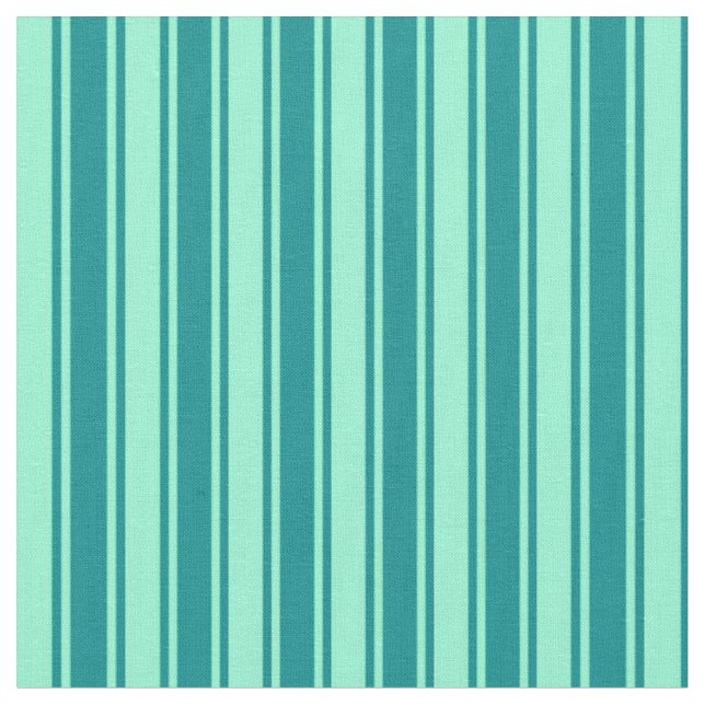 Aquamarine & Dark Cyan Lined Pattern Fabric (Close Up)