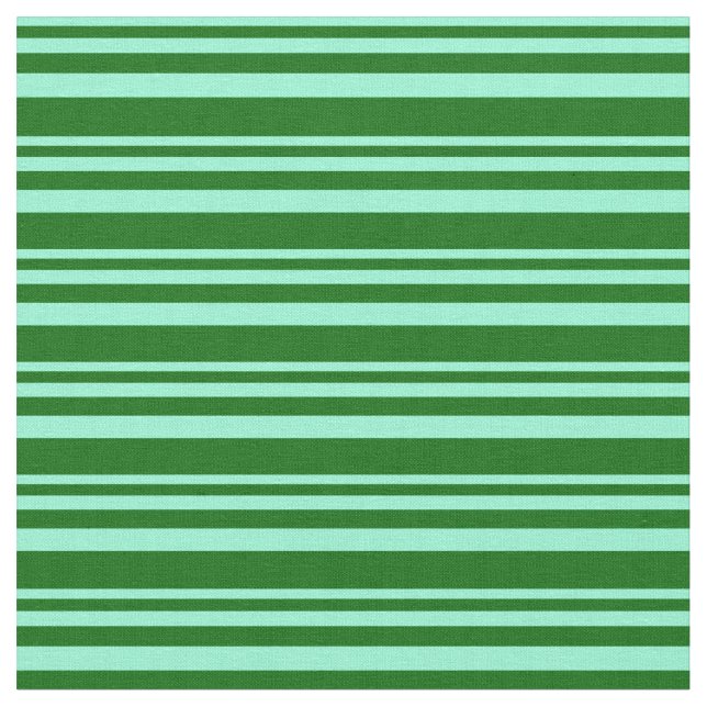 Aquamarine & Dark Green Lined/Striped Pattern Fabric (Close Up)