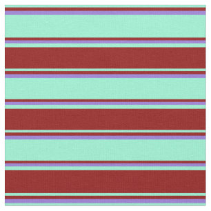 Aquamarine, Dark Red & Purple Coloured Lines Fabric