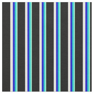 Aquamarine, Dark Turquoise, Blue, White, and Black Fabric