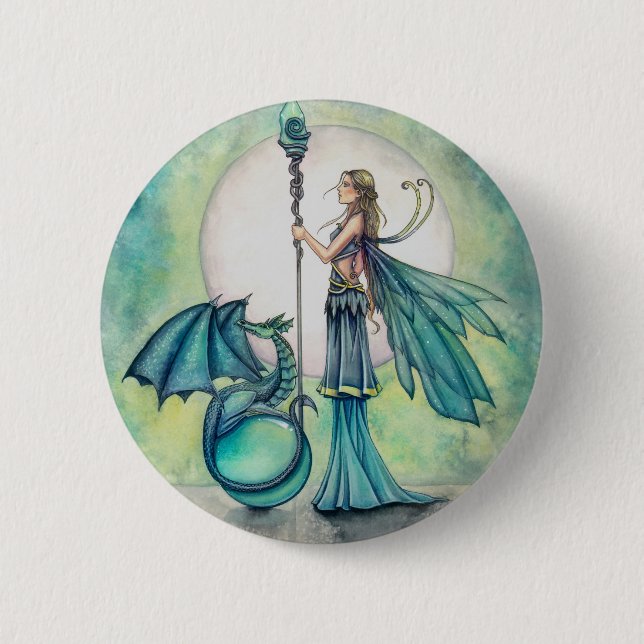 Aquamarine Dragon Fairy Fantasy Art 6 Cm Round Badge (Front)
