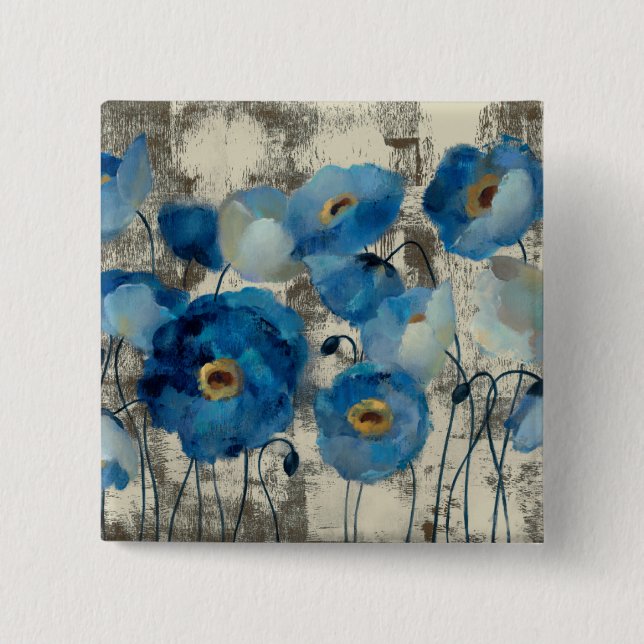 Aquamarine Floral 15 Cm Square Badge (Front)
