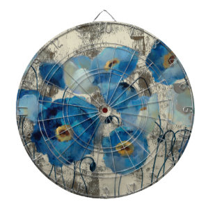 Aquamarine Floral Dartboard