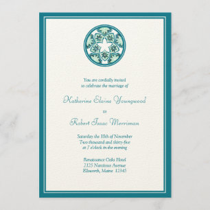 Aquamarine Floral Tiles Wedding Invitation