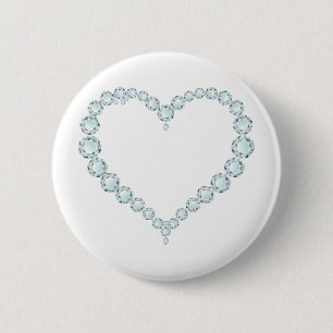 Aquamarine Gem Heart 6 Cm Round Badge