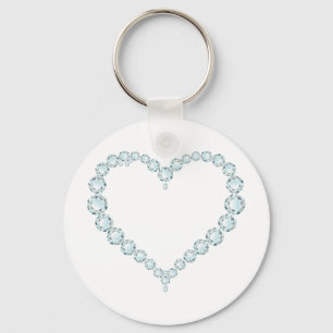 Aquamarine Gem Heart Key Ring