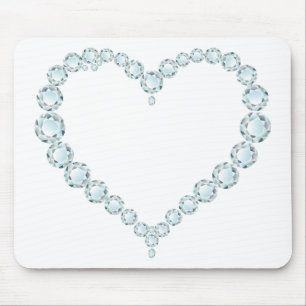 Aquamarine Gem Heart Mouse Mat