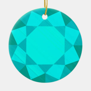 Aquamarine Gemstone / Jewel Graphic Image  Ceramic Tree Decoration