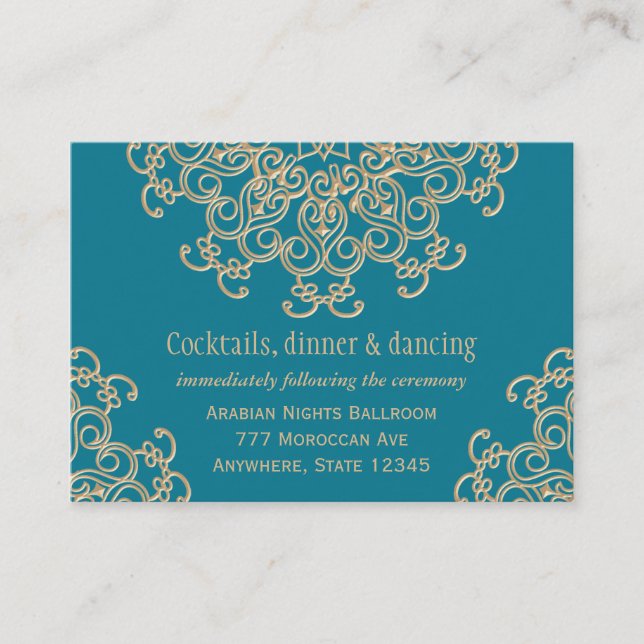 Aquamarine Gold Indian Reception Enclosure Card (Front)