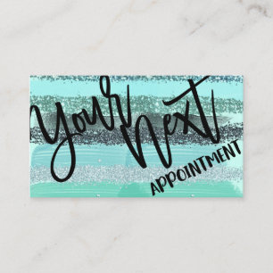 Aquamarine Green Blue Glitter Brushstrokes Stripes Appointment Card