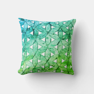 Aquamarine green Mosaic   flower of life Cushion