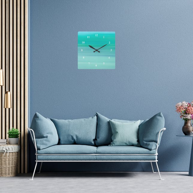 Aquamarine green turquoise square wall clock (Creator Uploaded)