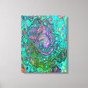 Aquamarine Groovy Abstract Retro Liquid Swirl Canvas Print