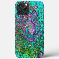 Aquamarine Groovy Abstract Retro Liquid Swirl