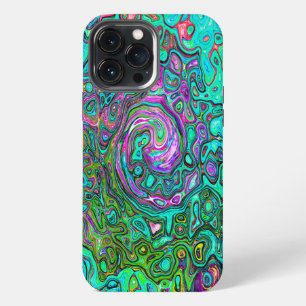 Aquamarine Groovy Abstract Retro Liquid Swirl iPhone 13 Pro Max Case