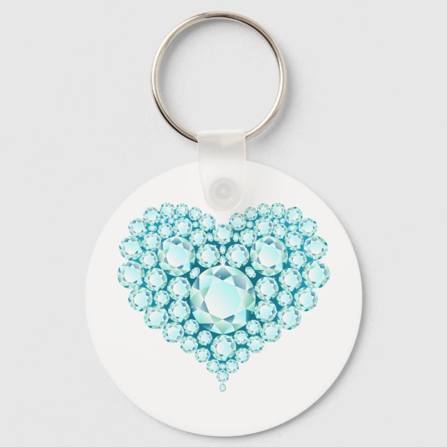 Aquamarine Heart Gems Key Ring (Front)