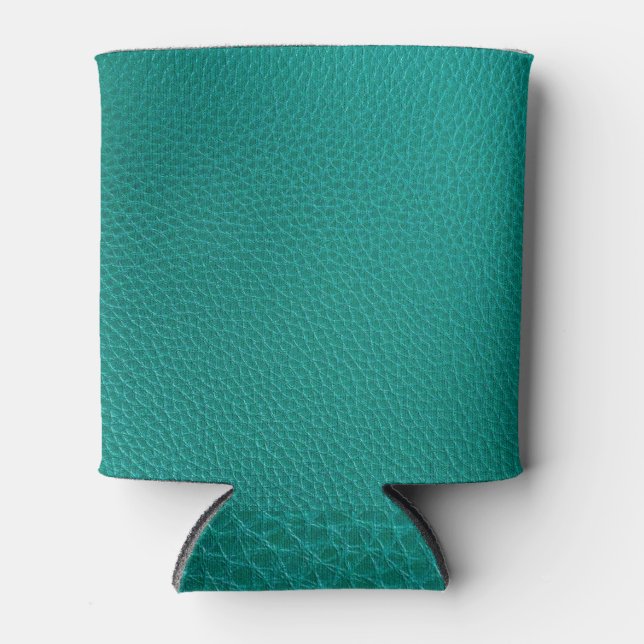 Aquamarine Leather: Fashionable Snake Texture. Can Cooler (Front)
