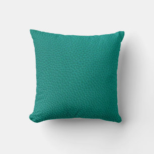Aquamarine Leather: Fashionable Snake Texture. Cushion