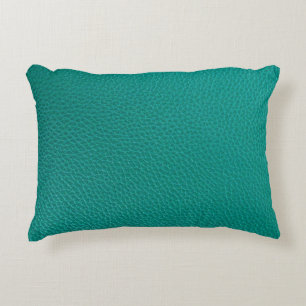 Aquamarine Leather: Fashionable Snake Texture. Decorative Cushion