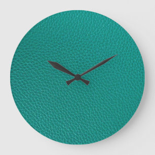 Aquamarine Leather: Fashionable Snake Texture. Large Clock