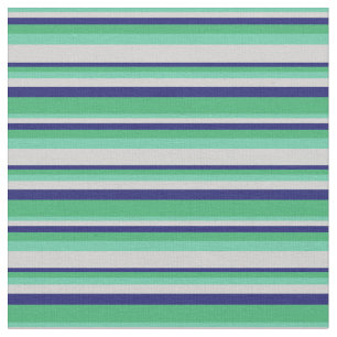 Aquamarine, Light Grey, Midnight Blue & Sea Green Fabric