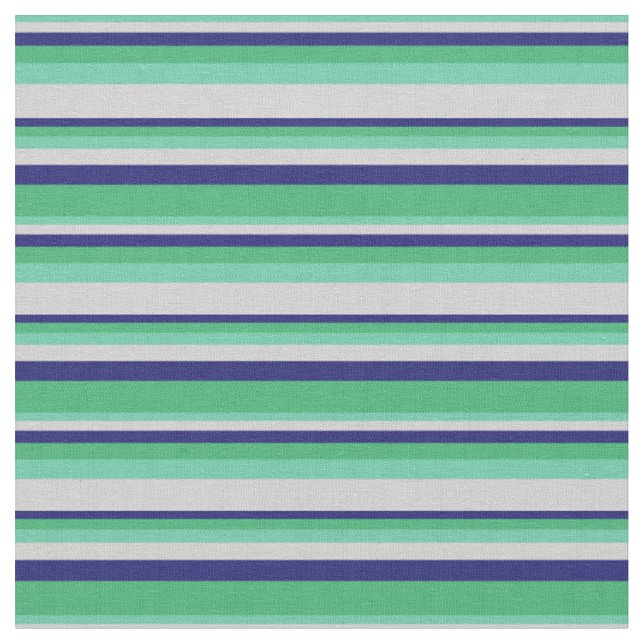 Aquamarine, Light Grey, Midnight Blue & Sea Green Fabric (Close Up)