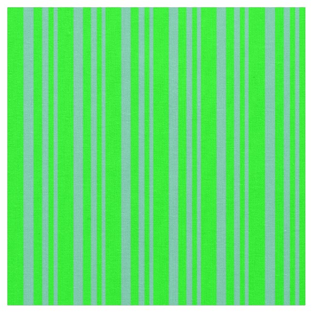Aquamarine & Lime Coloured Lined/Striped Pattern Fabric (Close Up)