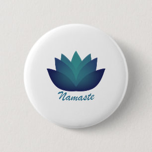 Aquamarine Lotus Namaste 6 Cm Round Badge