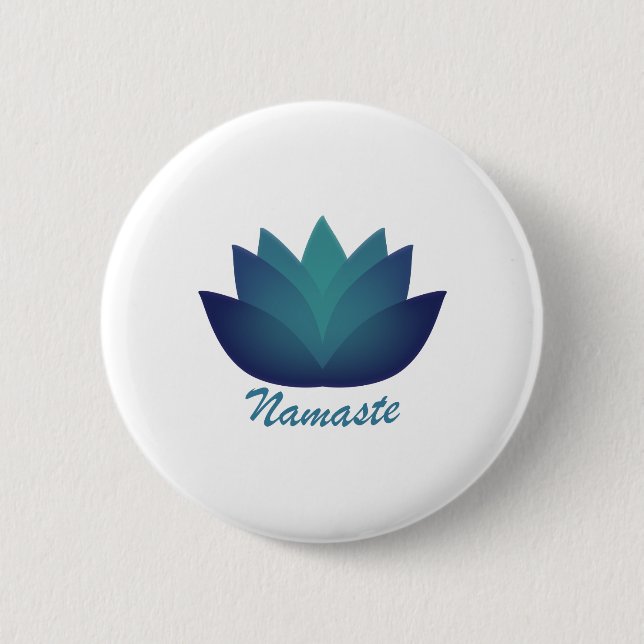 Aquamarine Lotus  Namaste 6 Cm Round Badge (Front)