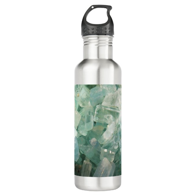 Aquamarine March Birthstone Blue Green Crystals 710 Ml Water Bottle (Front)