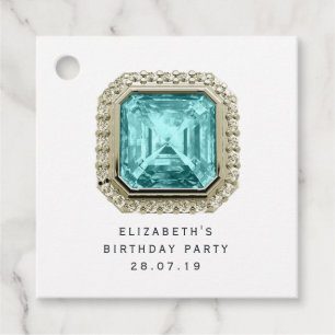 Aquamarine March Birthstone Favour Tags