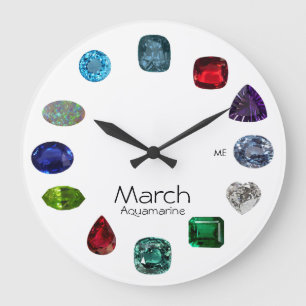 Aquamarine, March Birthstone Large Clock