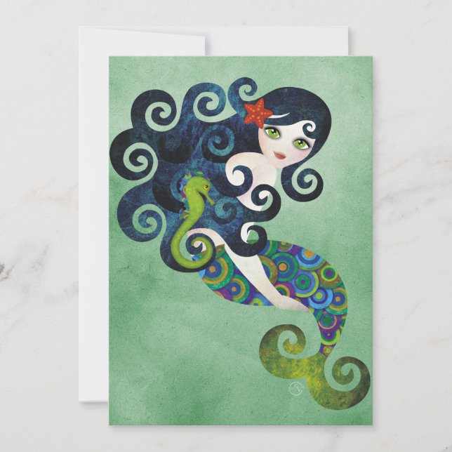 Aquamarine Mermaid Invitation (Front)