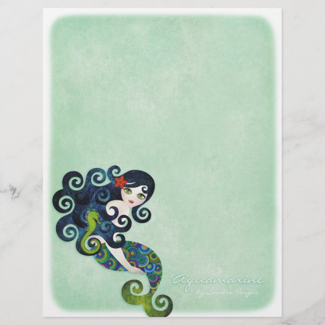 Aquamarine Mermaid Letterhead (Front)