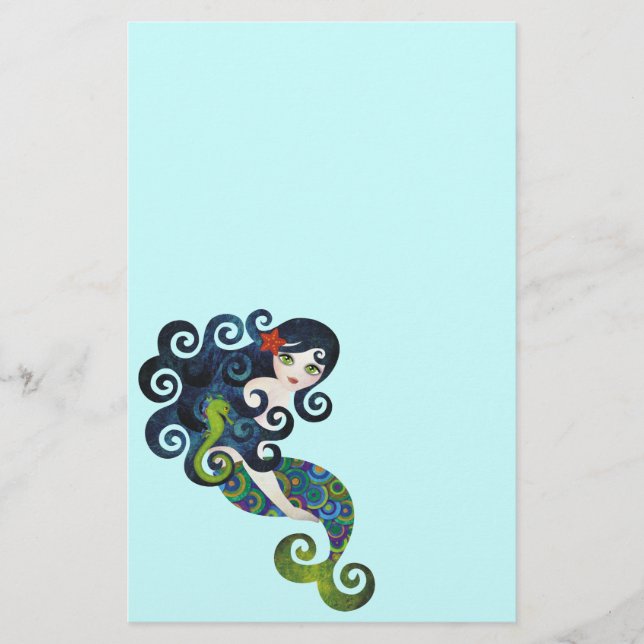 Aquamarine Mermaid Stationery (Front)
