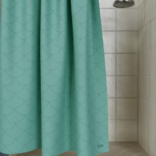 Aquamarine Mermaid Tail Scales Shower Curtain