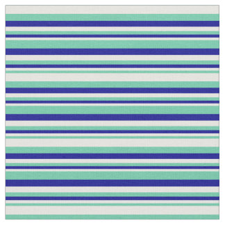 Aquamarine, Mint Cream & Dark Blue Lines Fabric