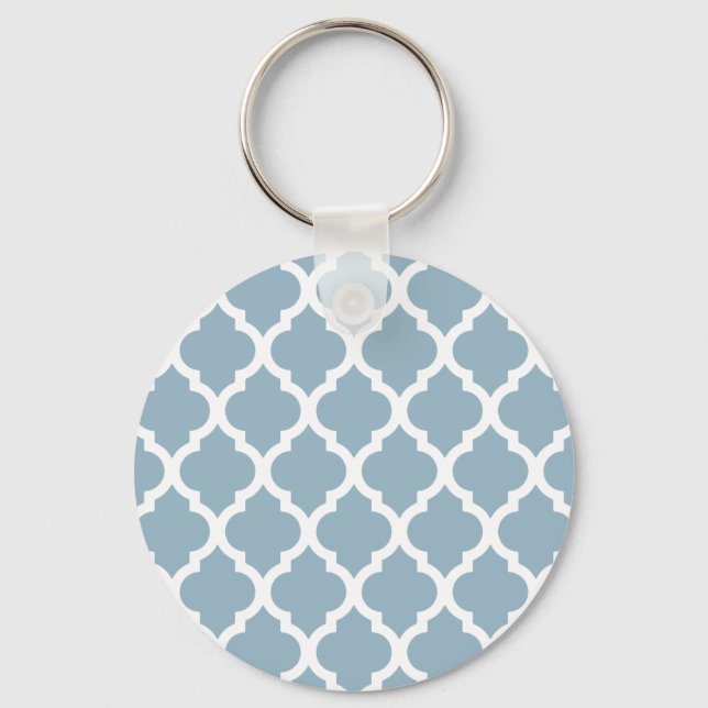 Aquamarine Moroccan Tile Trellis Key Ring (Front)