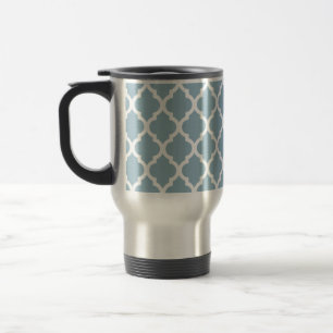 Aquamarine Moroccan Tile Trellis Travel Mug