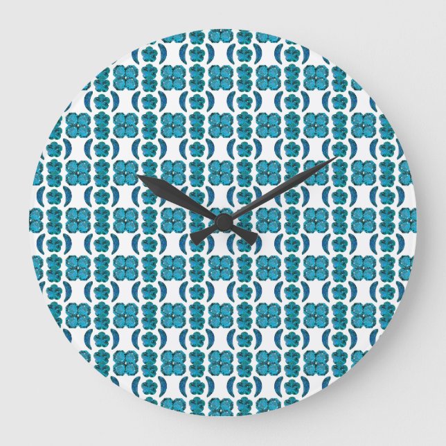Aquamarine Motif Large Clock (Front)