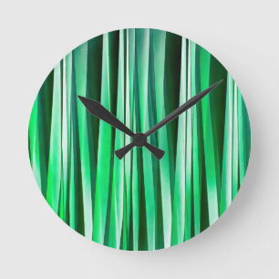 Aquamarine Ocean Stripy Pattern Round Clock