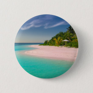 Aquamarine Ocean Tropical Beach Scenic 6 Cm Round Badge