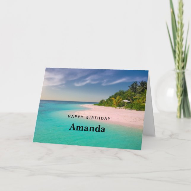 Aquamarine Ocean Tropical Beach Scenic Birthday Card (Front)