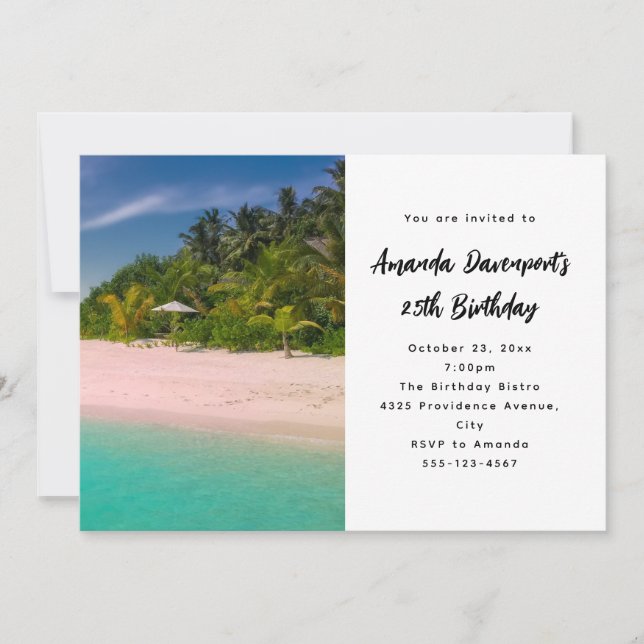 Aquamarine Ocean Tropical Beach Scenic Birthday Invitation (Front)