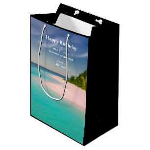 Aquamarine Ocean Tropical Beach Scenic Birthday Medium Gift Bag